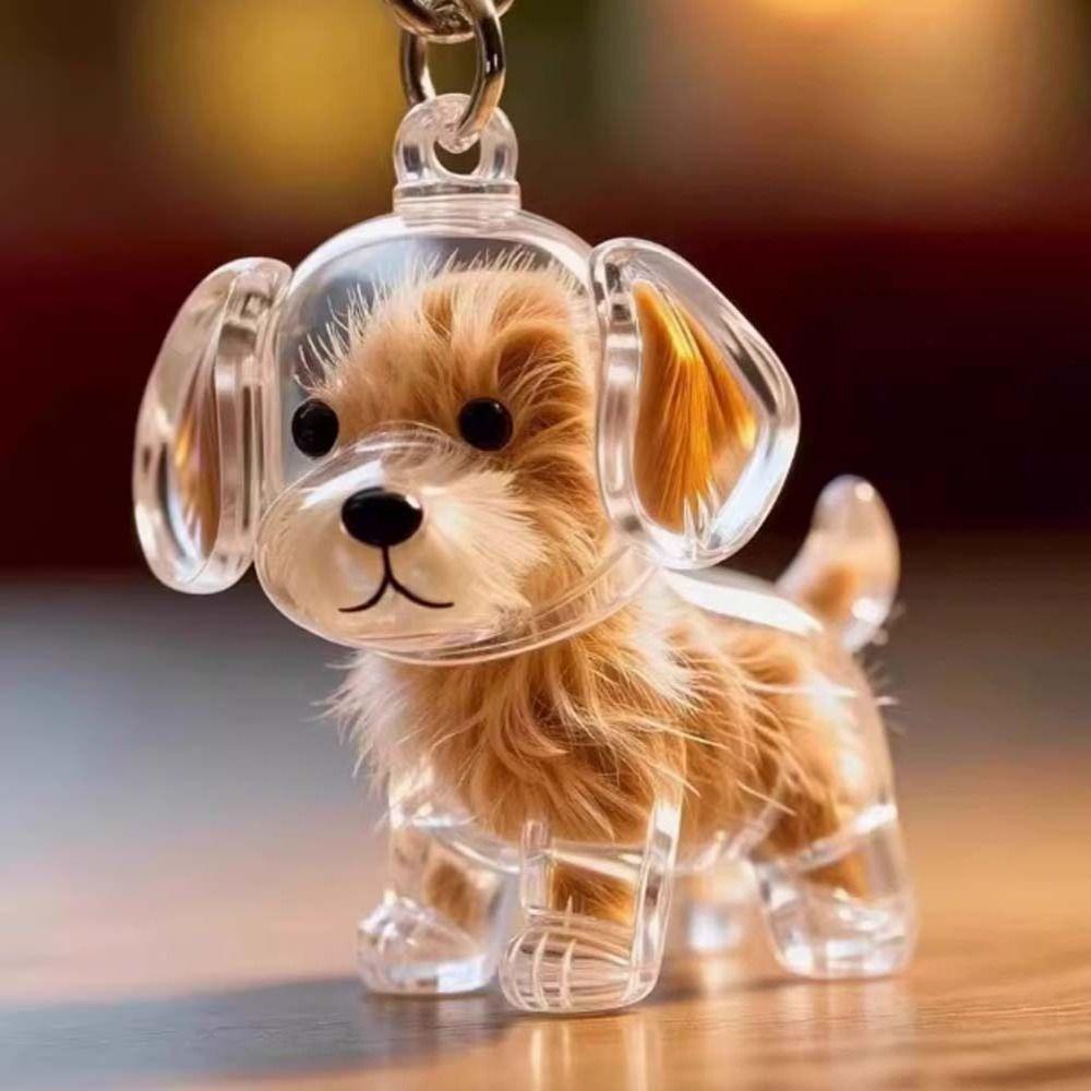 Transparent Dog Hair Storage Box Dog Shape Puppy Pendants Pet Hair Keychain  Jewelry Gift
