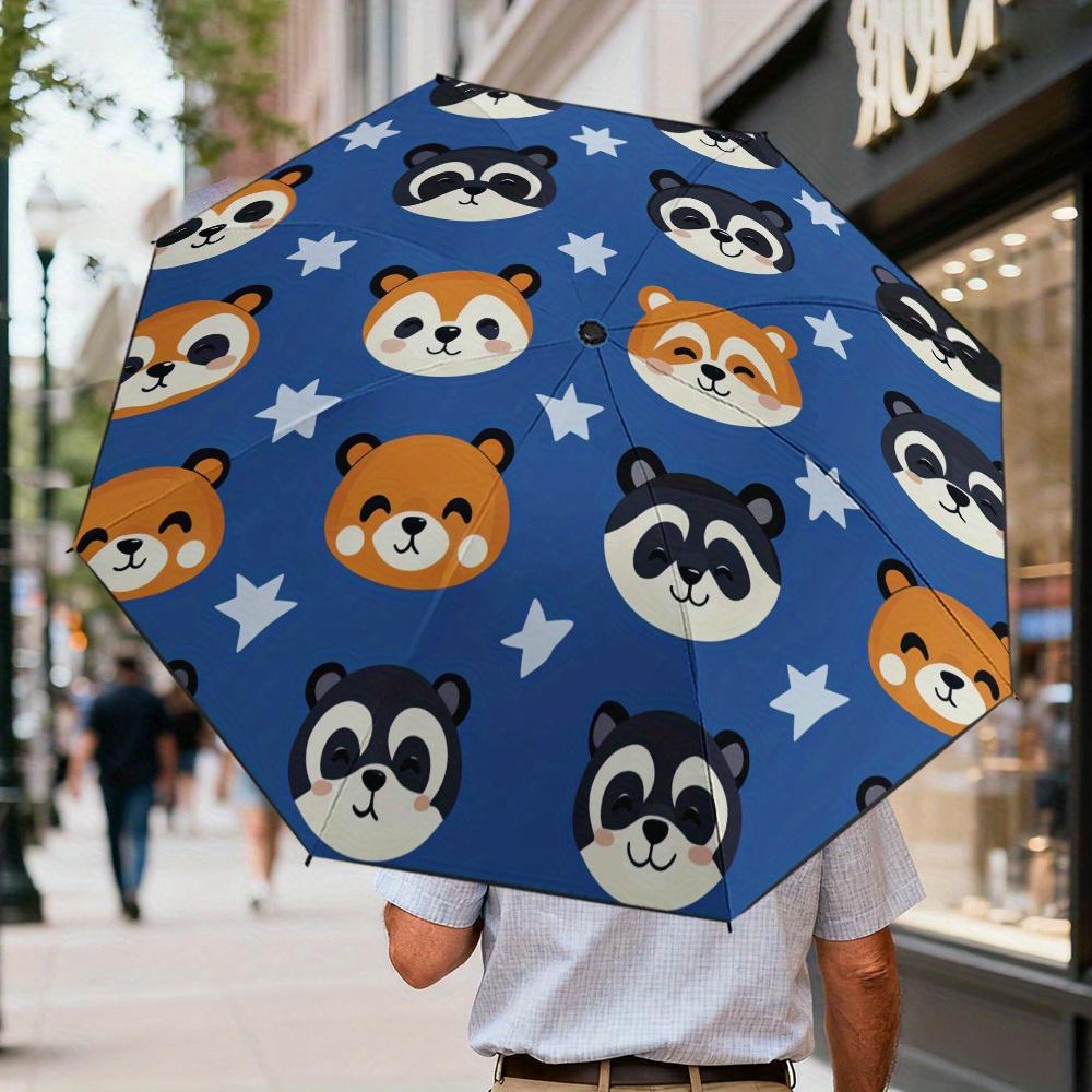 

1pc Cute Panda & Star Pattern Folding Umbrella - Blocking, Thickened Reinforced Frame, Lightweight & Portable for Daily Use, C (as the picture,Iron&8K)