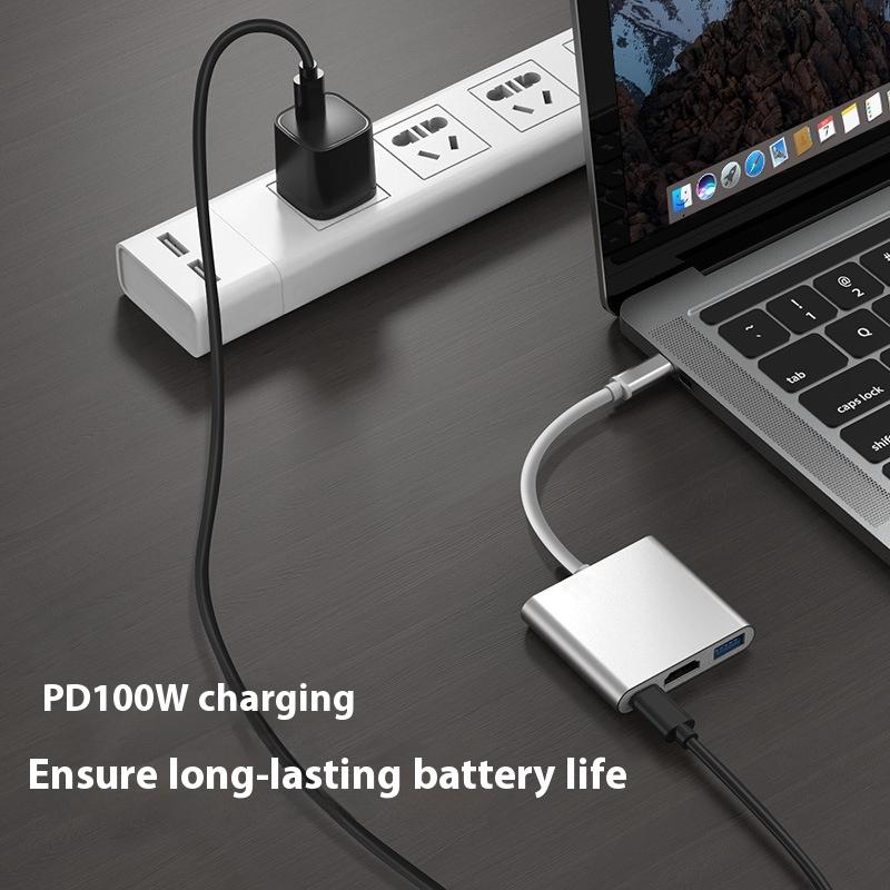 1ks Typ C Na Hd Konvertor Rozšiřující Otg Adaptér 3 V 1 Typ C 3.0 Hub S Hdmi 4K Rozbočovačem Čtečka Karet USB Disku PD Nabíjecí Dok