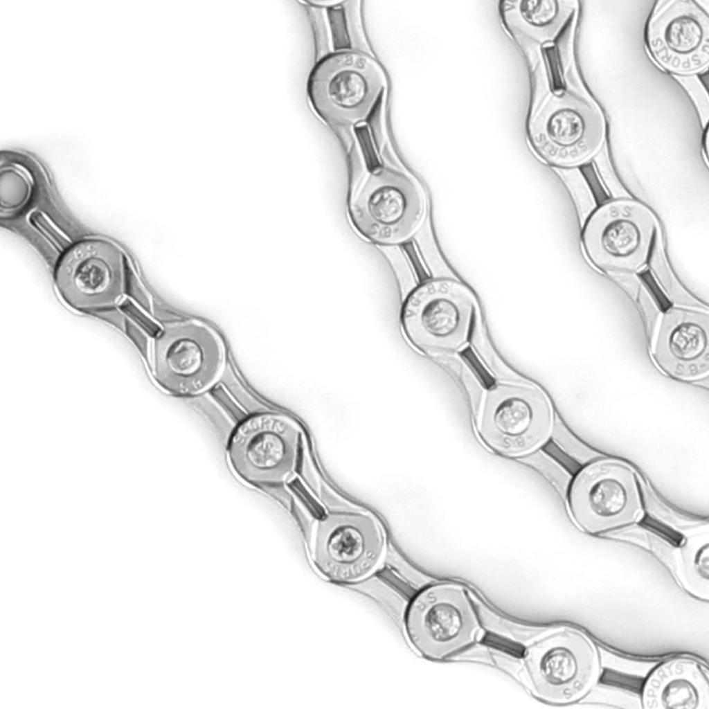 VG Sports 8 Speed Bike Chain Lightweight Half Hollow 1/2x3/32 Inch 116 Links Bicycle Chain for Mountain Bike