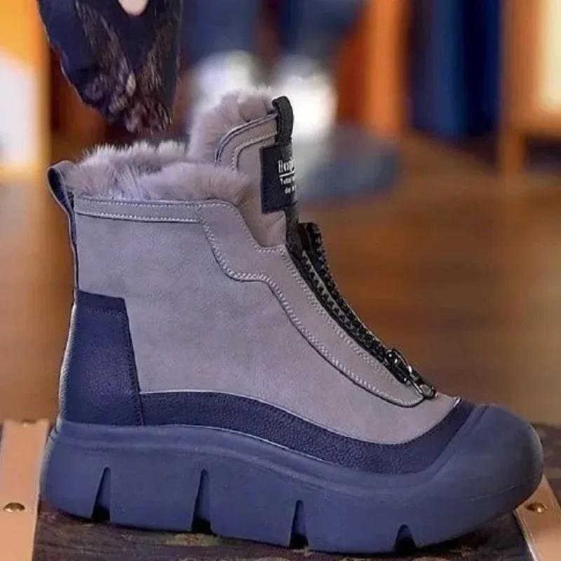 Women Thick Soled Winter Snow Cotton Boots Plush Warm Non-slip New Short Boots Female Platform  Casual Sport Ankle Botas