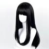 Cartoon Character Cosplay Hair Extensions Synthetic Wigs Natural Breathable Head Cover Black Long Straight Wig Hat for Women