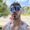FMY Polarized Cycling Youth Baseball UV400 Sports Sunglasses for Running and Medium Glasses, Glasses, Unisex, Protection, Driving, White/Blue,