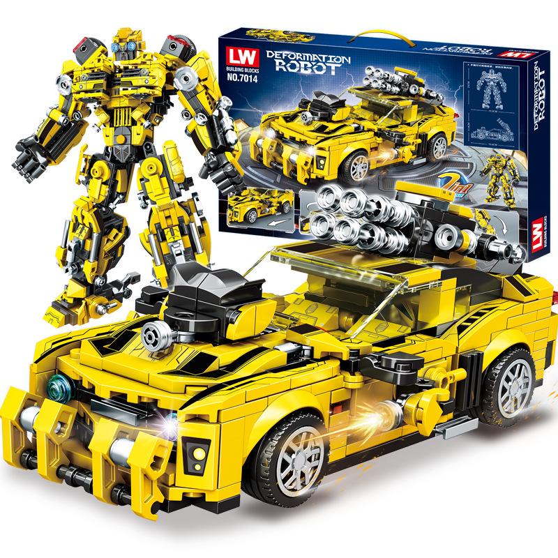 LeWan LW7013-14 Wasp Car Transformer Robot Model Assembly Building Blocks Toy