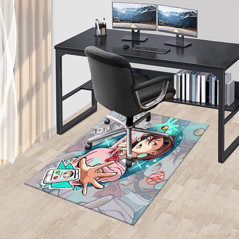 

1pc Anime Cartoon Design Chair Mat, Okarun Office Chair Pad with Drakon Logo, Non-Slip Carpet for Home Decor, Suitable for All Seasons and Perfect as 60cm by 90cm