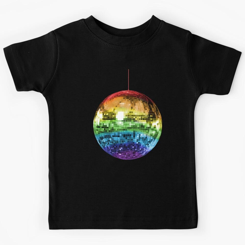 Rainbow 1970s Disco Ball Kids T-Shirt 160