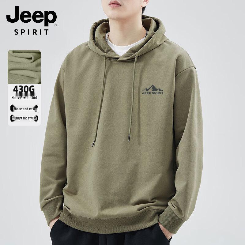 

JEEP SPIRIT Men s Loose Fit Hooded Letter Print Hoodie M