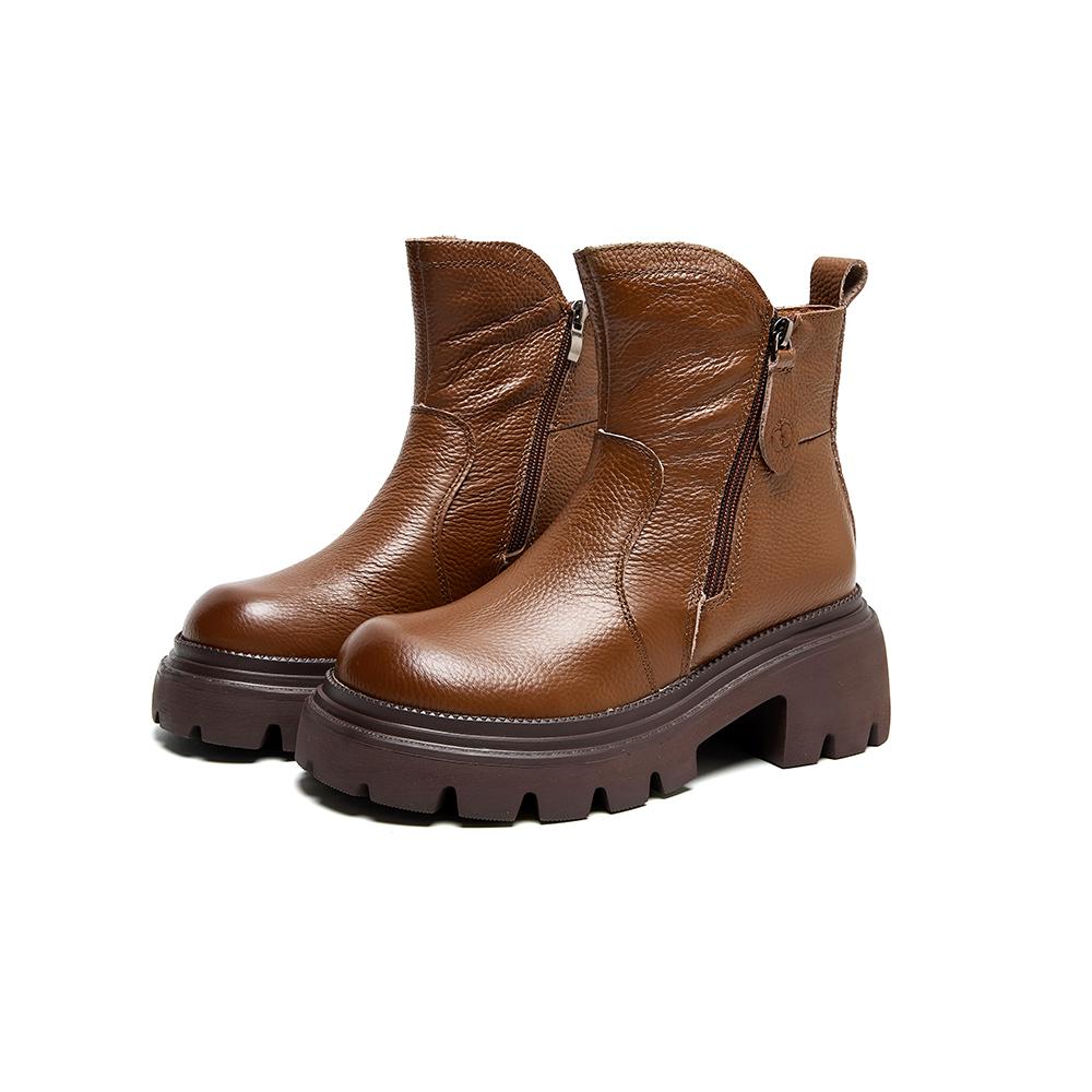 Women Genuine Leather Platform Ankle Boots