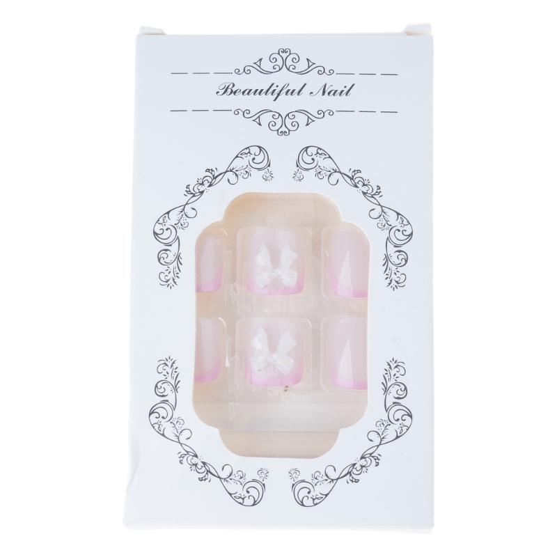 24x Накладные ногти на пальцы ног Бант Накладные ногти на пальцы ног Френч Накладные ногти на пальцы ног Полное покрытие Ноготь Искусственные Накладные ногти на пальцы ног 1