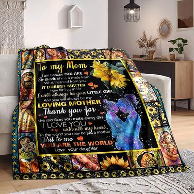 1pc Mom Appreciation Envelope Blanket, Lightweight Flannel Throw For Sofa, Bed, Travel, Camping, Livingroom, Office, Couch, Chair