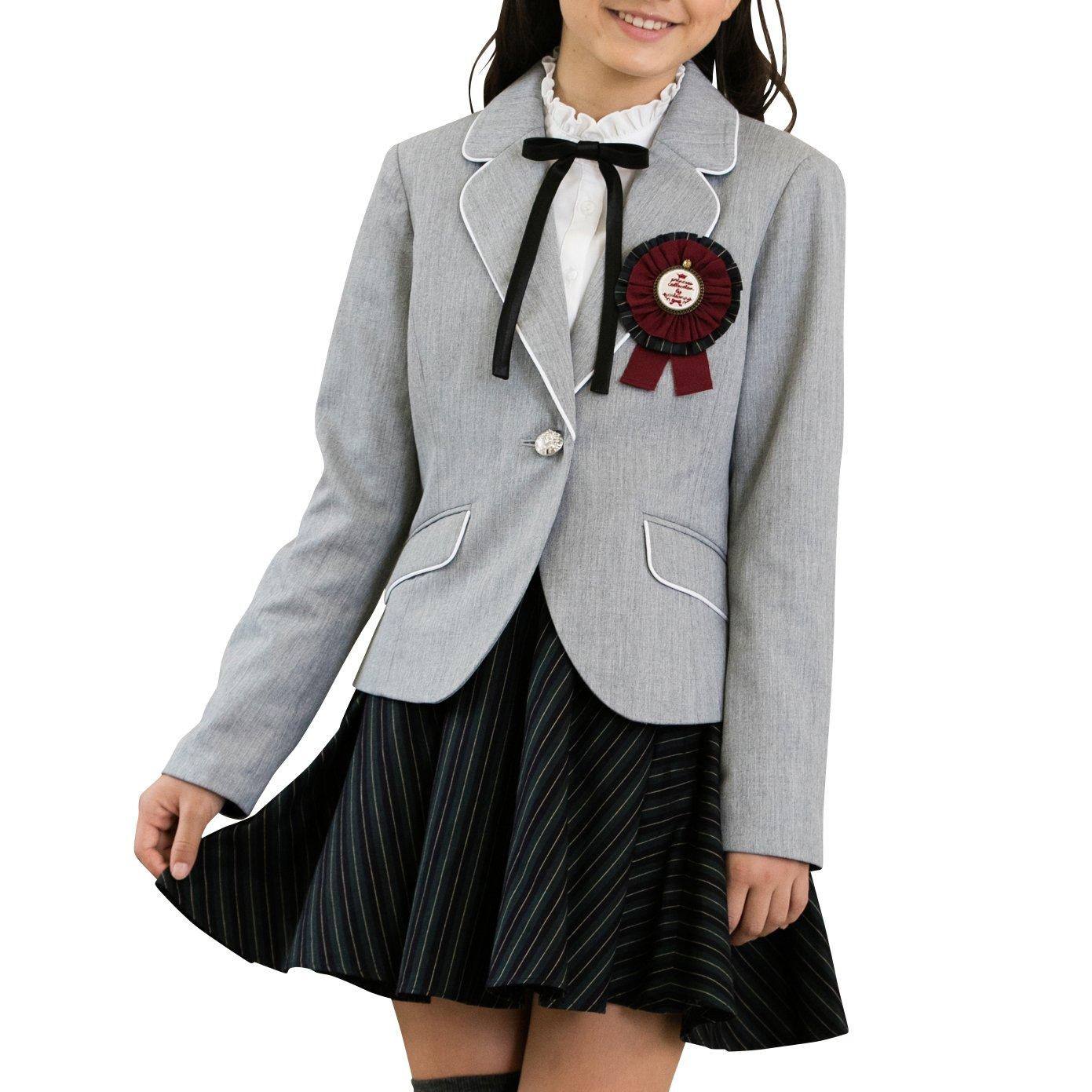 

Graduation ceremony elementary school girl formal set of jacket skirt ribbon tie Bridget 160cm [Arisana] suit, children s clothing, (4-piece + + + сірий колір