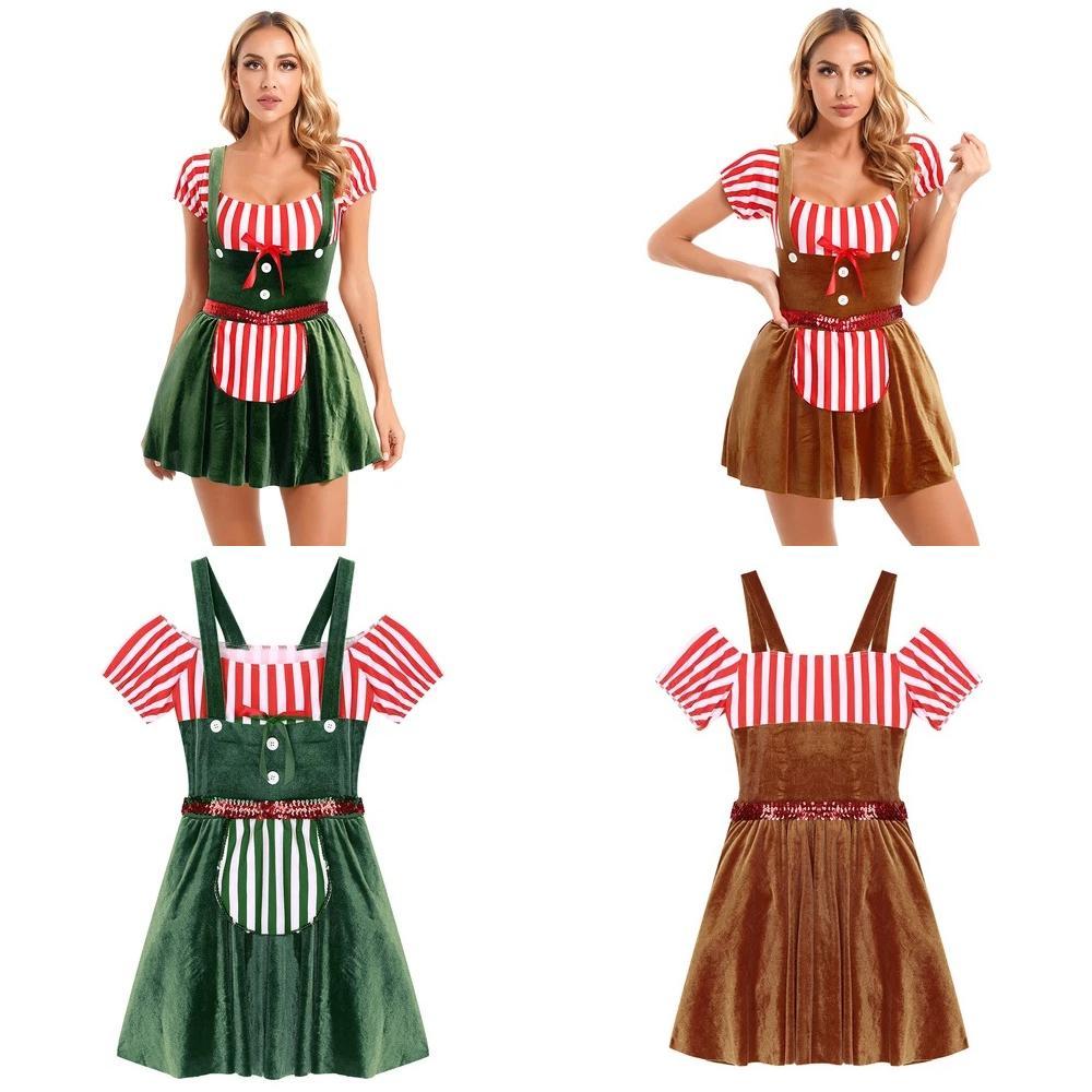 Christmas Stage Performance Outfit For Women With Polyester Spandex Contrasting Colors Festive Party Costume For Women