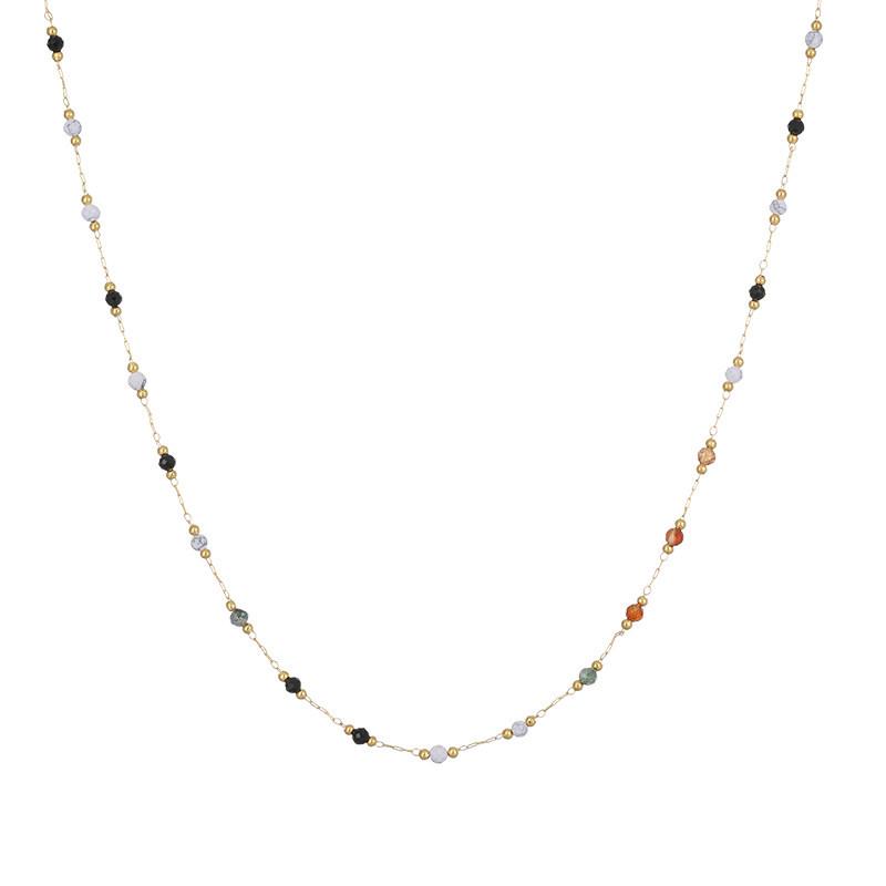Elegant Colored Natural Stone Necklace – High-End, Retro, Exquisite Statement Piece