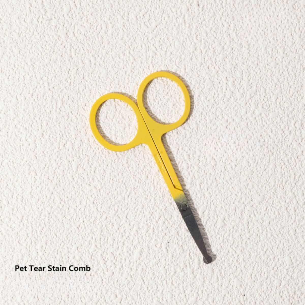 

Pet Grooming Set - Pet Eye Brush, Pet Eye Scissors - Gentle Tear Stain Remover & Fur Deshedding Tool, Suitable for Dogs & Cats, жовтий