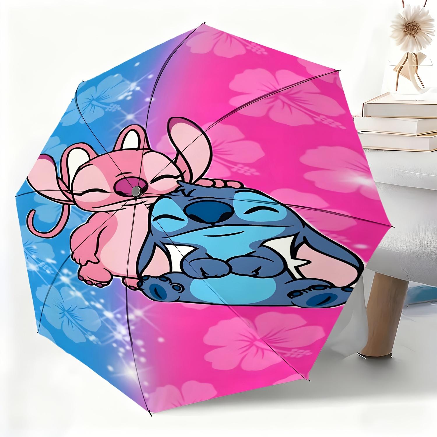 

1pc Disney Stitch Cartoon Character Automatic Umbrella, All-Weather Folding Umbrella for All Occasions, Portable Compact Umbre (as the picture,Iron&8K)