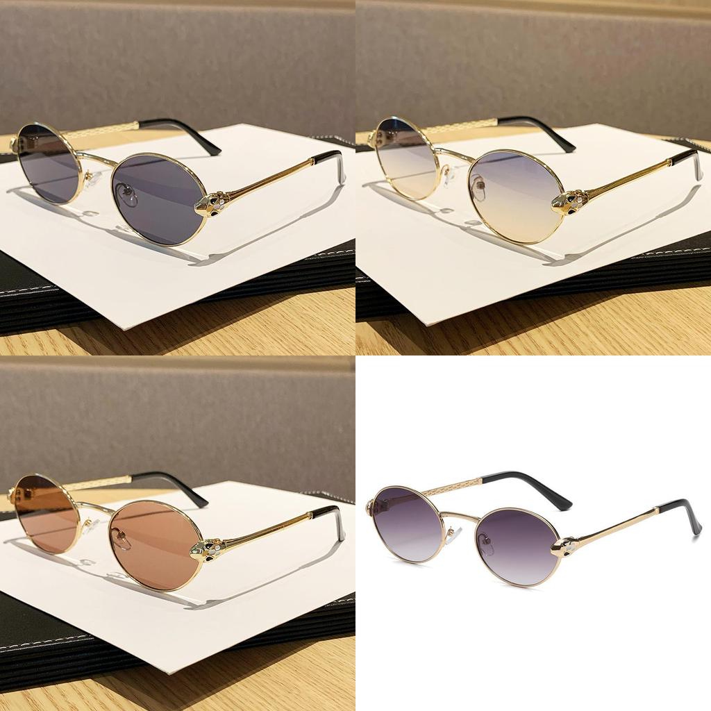 Trendy Geometric Metal Oval Sunglasses For Outdoors With Uv400 Protection Fashion Statement