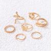 2025 New Simple Pearl Alloy Butterfly Snake Ring Geometric Zodiac Seven-Piece Ring Set