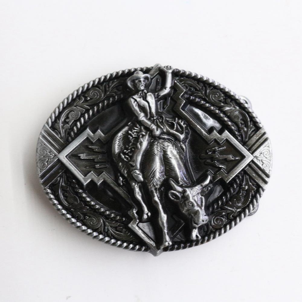 

Zinc Western Denim Belt Buckle Boots Animal Pattern Retro Vintage Belt Button Head