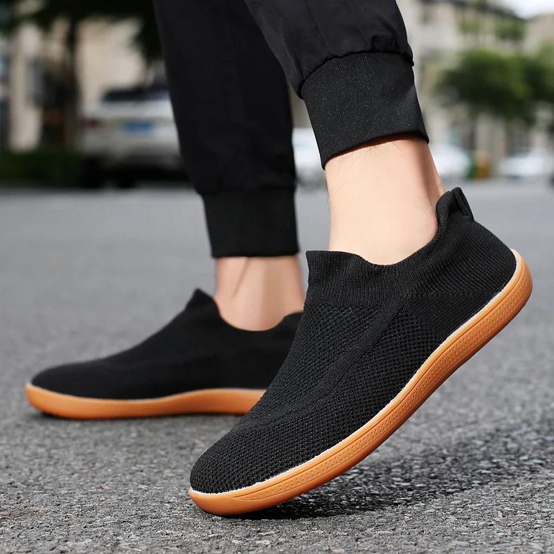 Mesh Herren Barfußschuhe Atmungsaktiv Zero Drop Sohle Casal Sneakers Herren Weite Passform Freizeitschuhe Übergröße 39-46