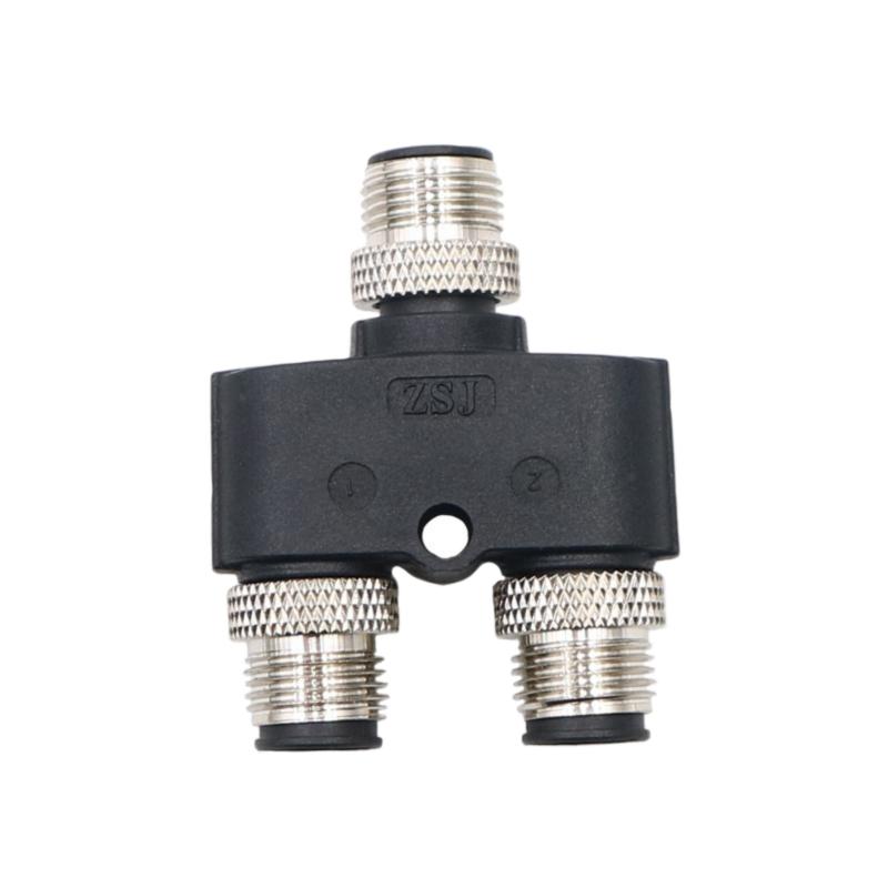 M12 to M12 Y Type Connector 3/4/5/8/12 Pin Hole Sensor Aviation Plug Three-Way One-To-Two Male-to-Female Adapter