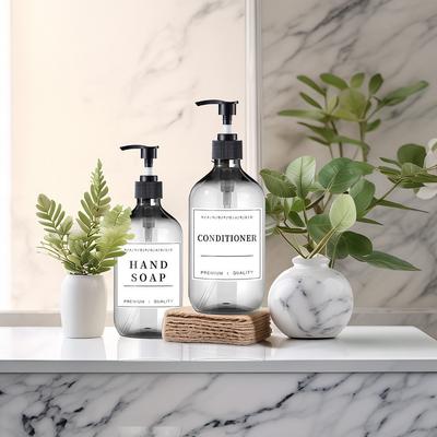 2Pack Soap Dispenser With Waterproof Label 500ml Reusable Empty Round Bottle For Laundry Room Beauty Salon Hotel Restaurant SPA