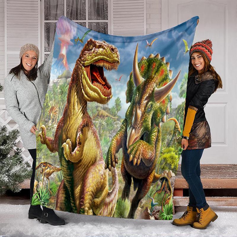 Dinosaur Adventure Blanket Perfect All Seasons Soft Comfortable Sofa Office Nap Travel Birthday Gift Christmas Present