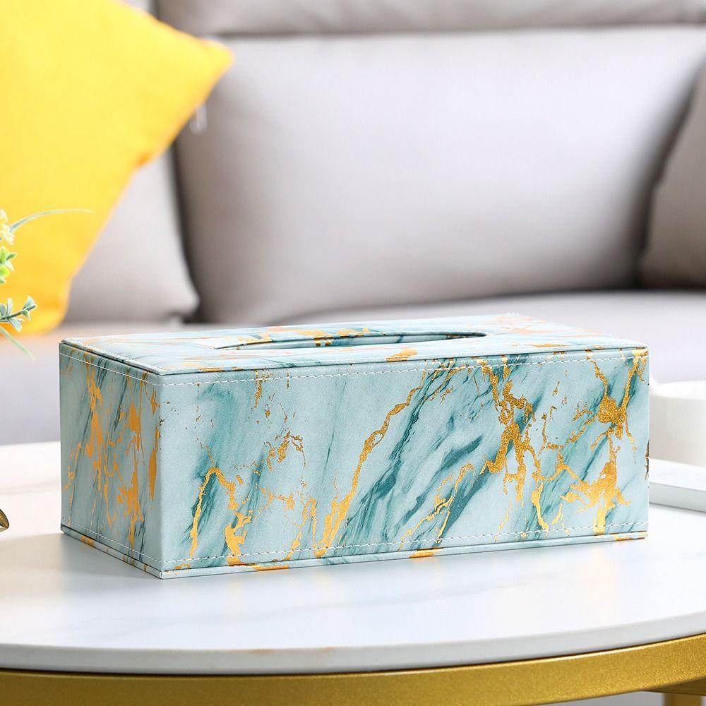 Large Capacity Draw Paper Storage Box Nordic Style Paper Container Marbling Leather Tissue Box  Car