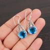 Swiss Blue Topaz Gemstone 925 Sterling Silver Jewelry Drop/Dangle Earrings 1.64" CE-1-9