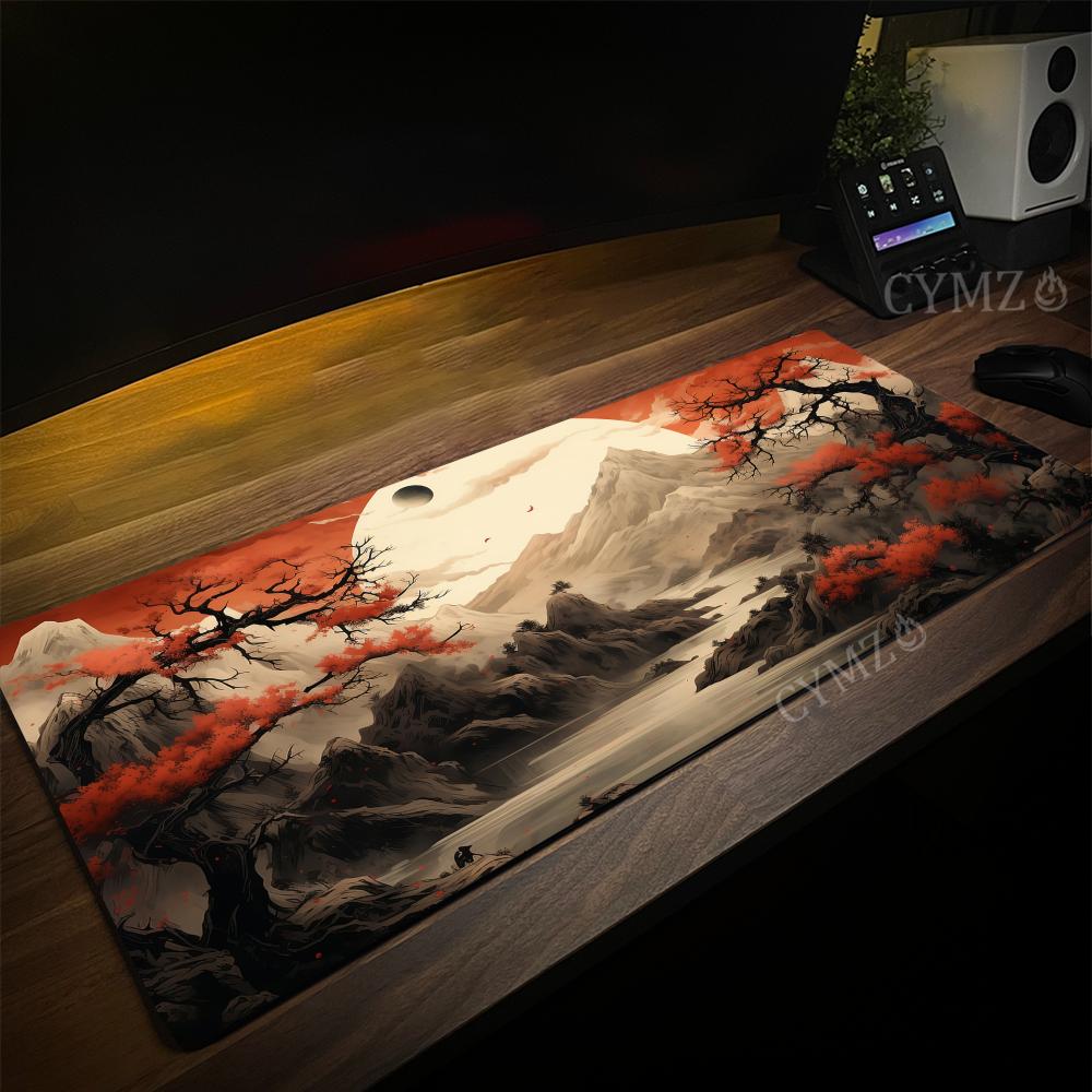 Visual aesthetic style full moon fantasy landscape large Mouse Pad Desk Mat NonSlip Durable Stitched Edge Gaming pad office rug