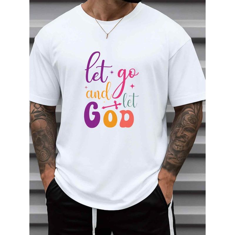 

Мужская христианская футболка - с коротким рукавом, круглым вырезом, повседневная футболка с разноцветным вдохновляющим текстом и дизайном - Всесезонный комфорт, Повседневная одежда S белый