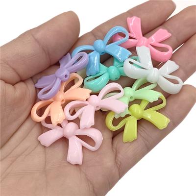 Bowknot Jewelry Accessories Material Cream Beads DIY Earrings Necklace Making Vertical Hole Acrylic Macaron Color 20Pcs Handmade  Accessories