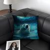 Polar Bear Cute Cushion Cover Natural Linen Organic Fabric Double-Sided Printing Sofa Home Decor Gift Pillow Case