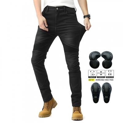 Mens Motorcycle Riding Jeans With Built-in Protective Padding Street Off-Road Cycling