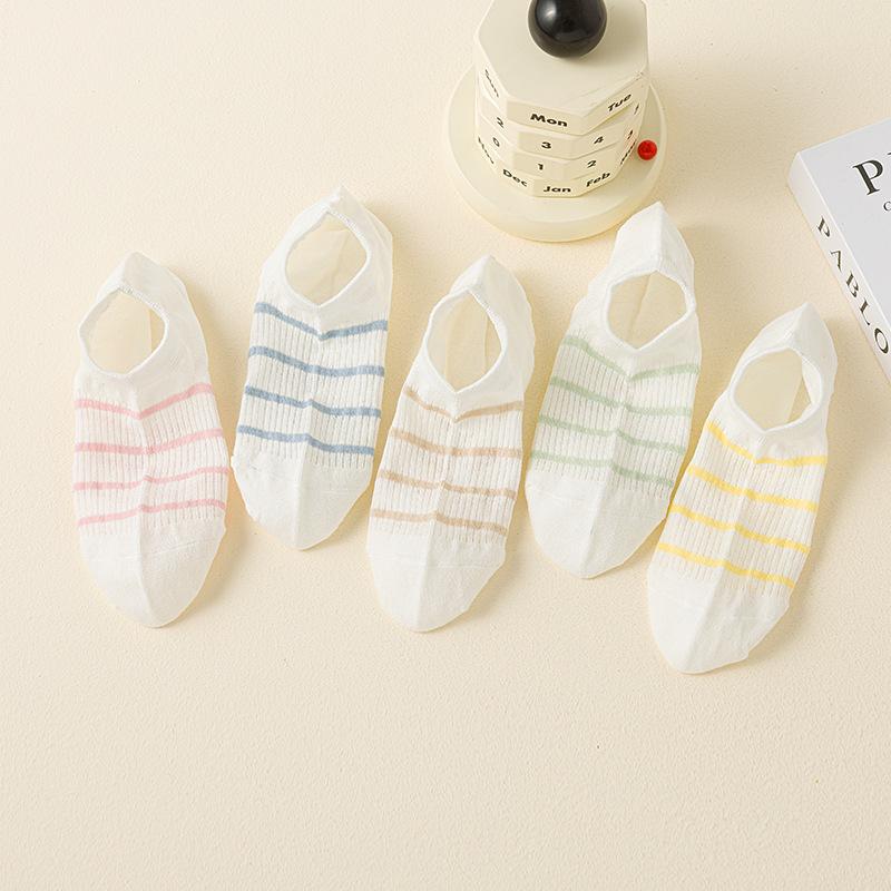 Women's Summer Thin Striped Short Socks Women's Simple Boat Socks Spring and Summer Invisible Socks Summer Shallow Mouth Boat Socks