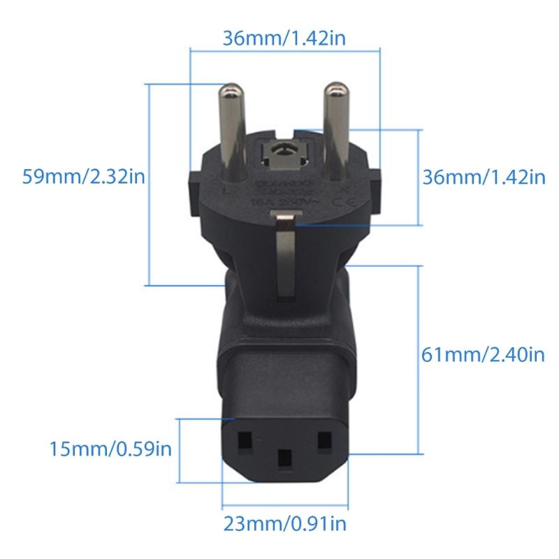 EU to IEC320 C13 Power Adapter,EU Male to IEC320 C13 Female AC Plug,EU(4.8mm) 2 Pin to PDU/UPS Conversion Plug,16A 250V
