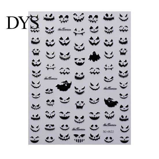Spider Nail Art Halloween 3D Embossed Stickers, Skeleton Hand Pumpkin Bat Decals, Gothic Manicure Decoration Decals for Holiday Party