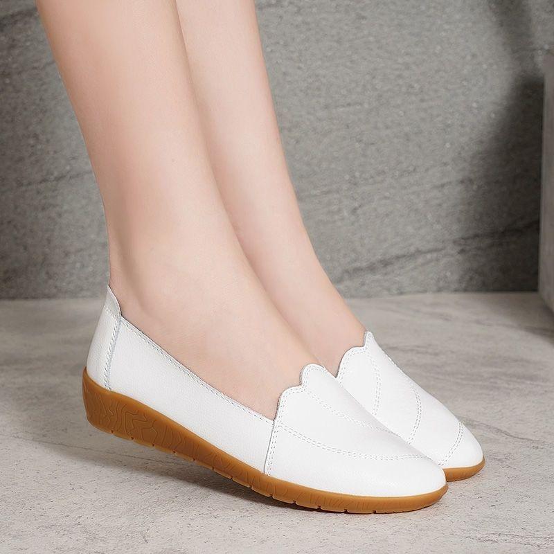 

Туфли для мам на мягкой подошве из говяжьей кожи, нескользящие, для беременных, сандалии на танкетке с вырезами, универсальные, дышащие, повседневные, одинарные, женские 35