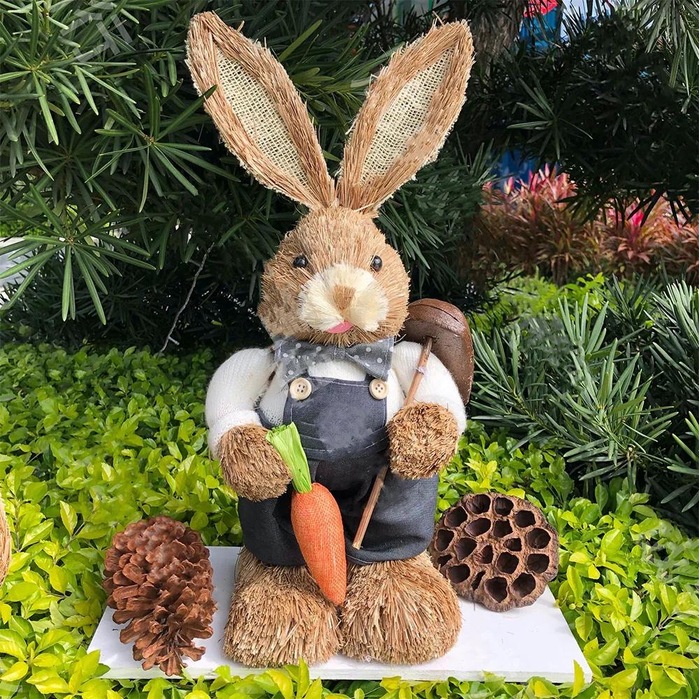 Easter Bunny Straw Figurine Decoration 35cm Easter Straw Easter Bunny Figurine Home Garden Wedding Party Decoration