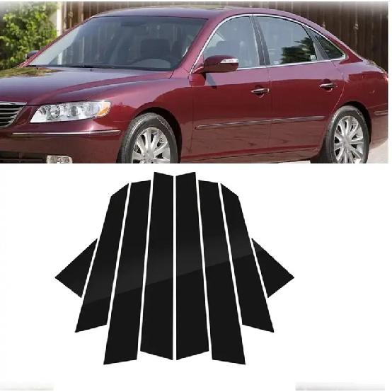 8pcs Glossy Black Pillar Posts Fit For Hyundai Azera/Grandeur 2006 -2009 2010 2011 Door Side Trim Window Cover Decal Sticker