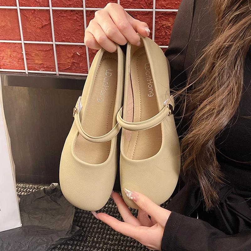 Round Toe Shoes for Women 2025 Gothic White Mary Jane Flats Ladies Summer Footwear Moccasins Black Japanese Style Lolita Cute