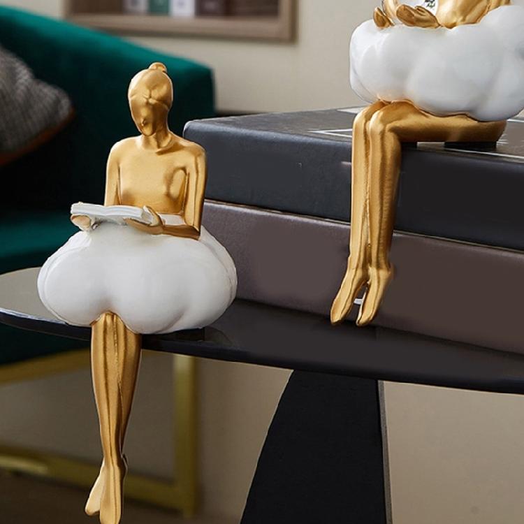 Artistic Resins Cloud Girl Figurine Thinker Sculpture Abstract Art Statue for Desk or Book Shelf Display Ornament Gift