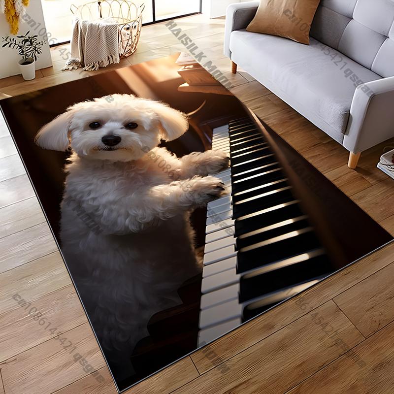 

Piano Dog Bohemia Area Rug,Carpet Rug for Living Room Bedroom Sofa Doormat Decor,Yoga Soft Non-slip Floor Rugs 40x60cm