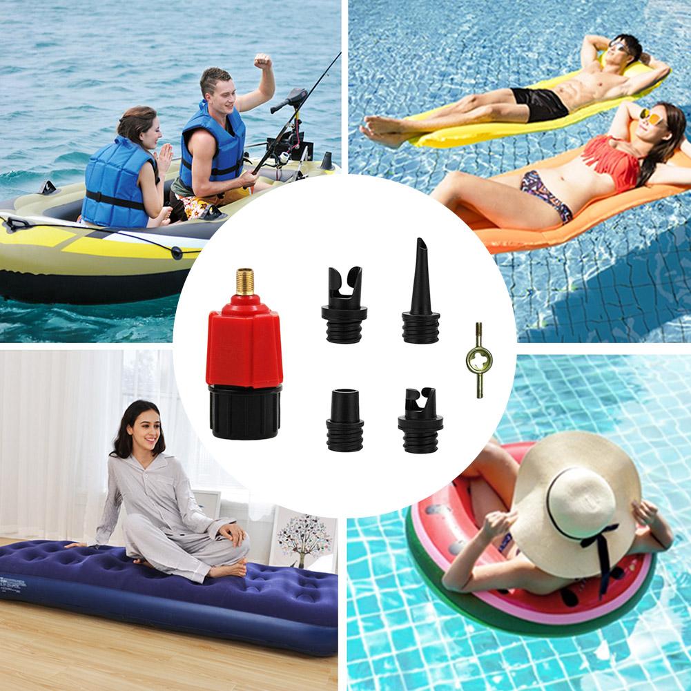 Air Valve Adapter Multifunctional Pump Valve Adapter 4 Standard Nozzles for Inflatable Boat Bed for Stand Up Paddle Board