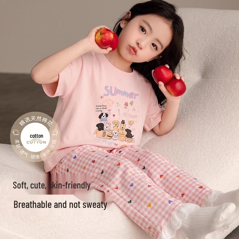 ZISEHY Girls  Summer Cotton Pajama Set 140