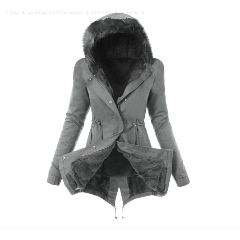 Autumnal and Winter New Cotton-padded Clothes European and American Hooded Slim-fitting Warm Zipper Jacket Women