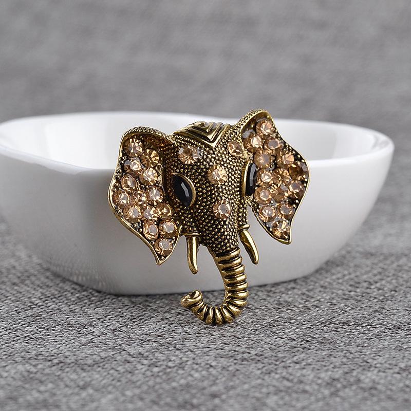 Vintage Alloy Shining Crystal Elephant Brooch Pin Fashion Pin Jewelry Unisex Gift