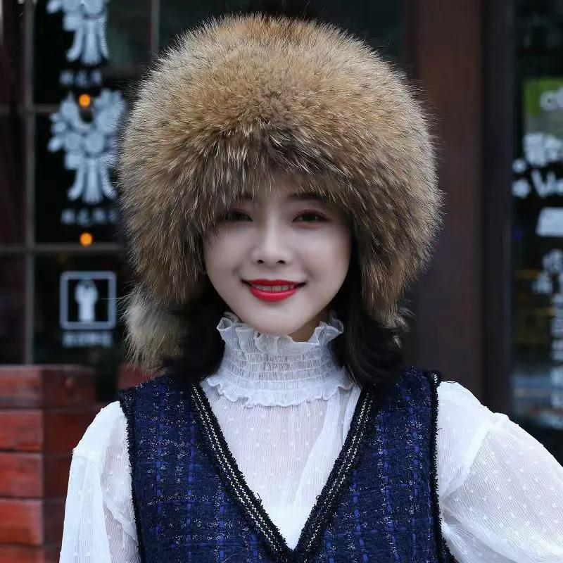 WTEMPO Furry Balls Decor Hats Cycling Skiing Faux Fur Inner Faux Leather Hats Autumn Winter Outdoor Men's Windproof Cold-proof Warm Plush Bomber Hats