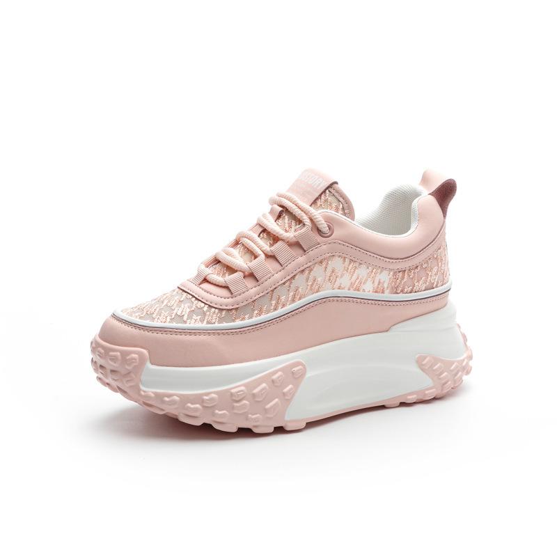 Spring and Autumn New Casual Versatile Heightening Shoes Slope Heel Fashion Color Matching Student Shoes Women's Trendy Shoes Women