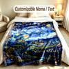 Space Cosmic Theme Custom Blanket Personalized Name & Text Customized Soft Warm Throw Blanket Home Decor