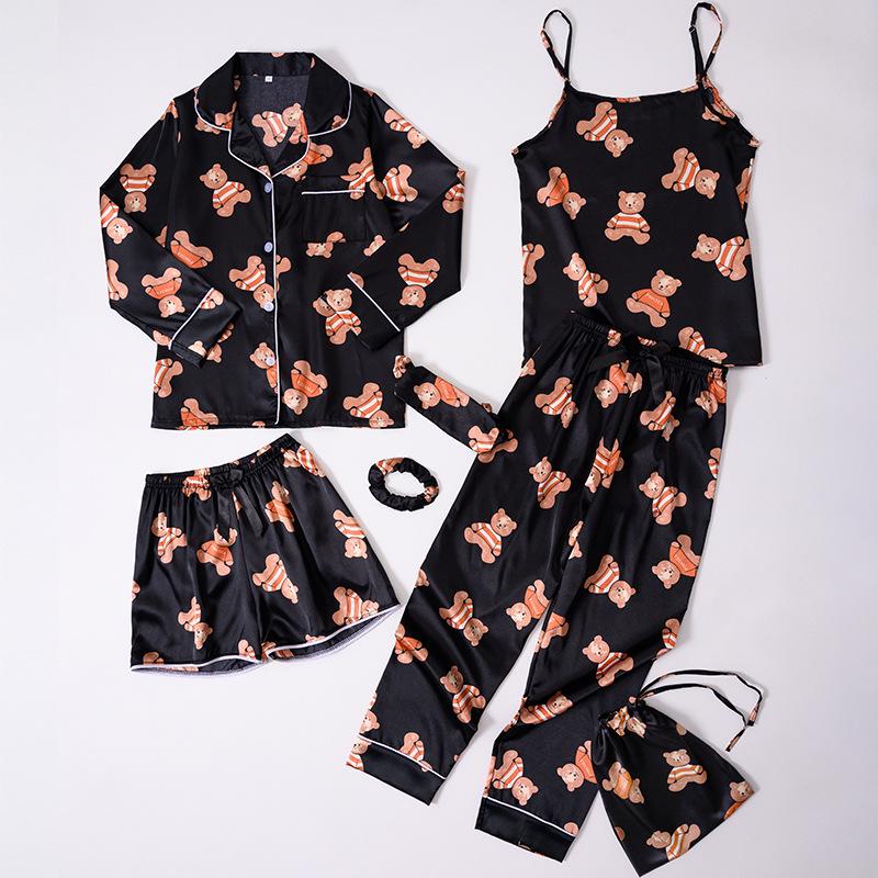 

Детский всесезонный носимый шелковый полосатый комплект пижамы из 7 предметов на 2025 год 120